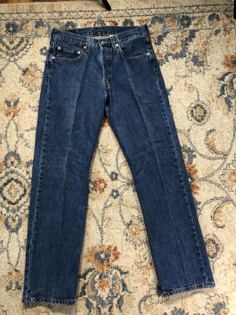 Levis 501 Jeans Mens 32x31 Blue Regular Straight Medium Wash Button Fly Denim